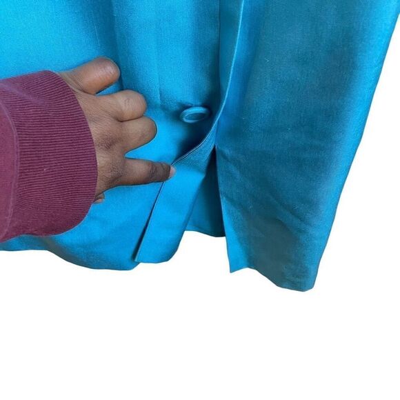 Vtg Talbots Womens Column Dress 8 Turquoise 100% Silk Lined Old Money Business - Picture 4 of 9